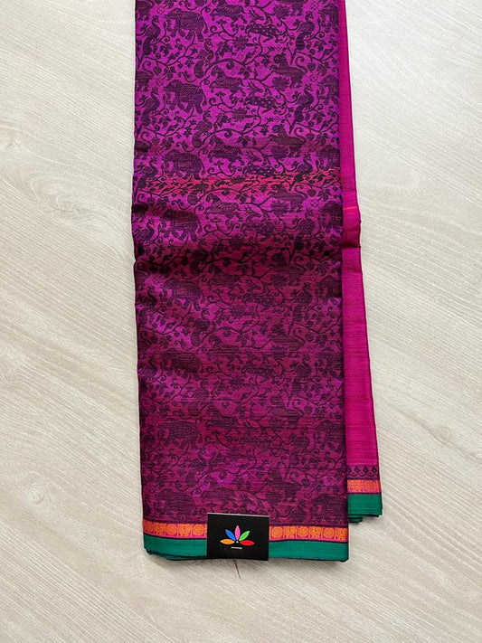 Handwoven Half and Half Vansingaram Kanchi Silk Cotton Saree -8937