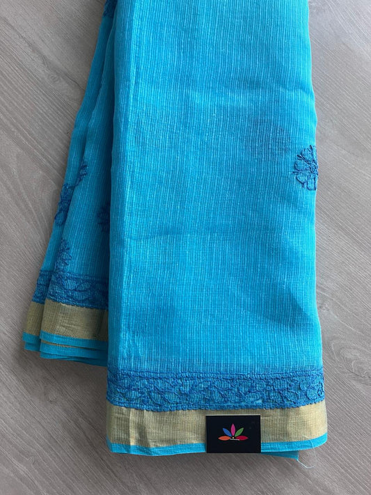 Chikankari Kota Cotton Saree with Zari Border -9652