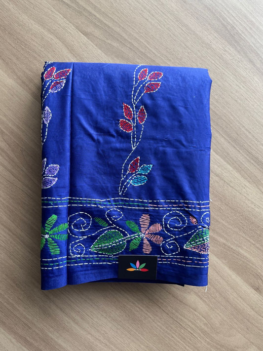 Kantha Hand Stitched Blended Bangalore Silk Saree -19537