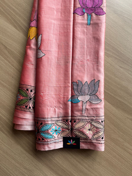 Kantha Hand Stitched Blended Bangalore Silk Saree -19538