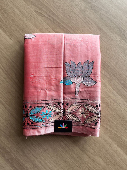 Kantha Hand Stitched Blended Bangalore Silk Saree -19538