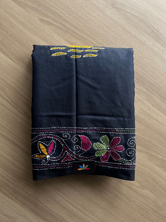 Kantha Hand Stitched Blended Bangalore Silk Saree -19539