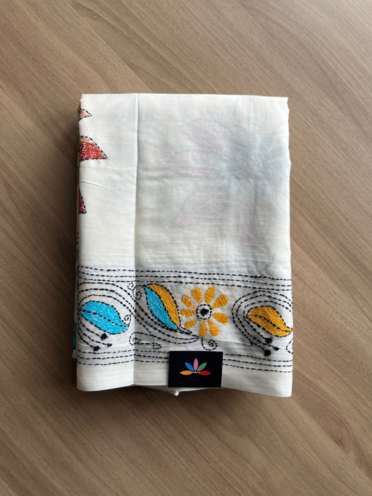 Kantha Hand Stitched Blended Bangalore Silk Saree -19541