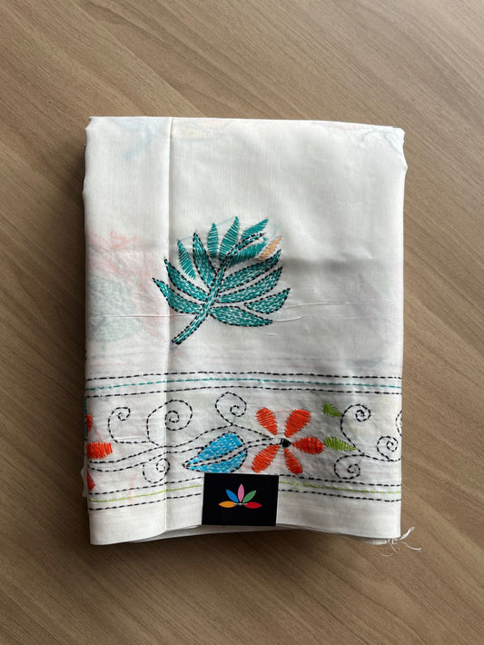 Kantha Hand Stitched Blended Bangalore Silk Saree -19543