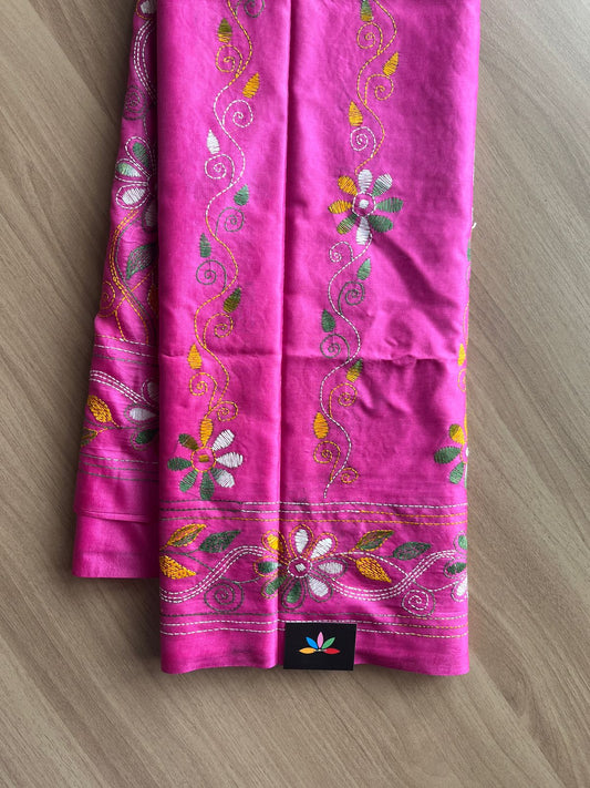 Kantha Hand Stitched Blended Bangalore Silk Saree -19545