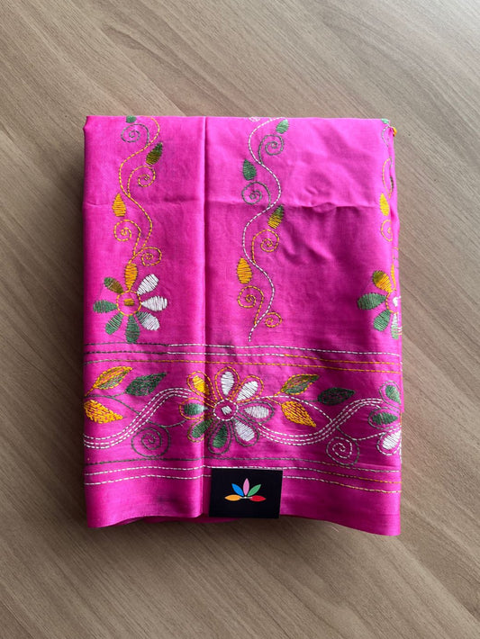 Kantha Hand Stitched Blended Bangalore Silk Saree -19545