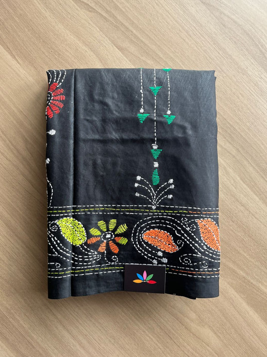 Kantha Hand Stitched Blended Bangalore Silk Saree -19550
