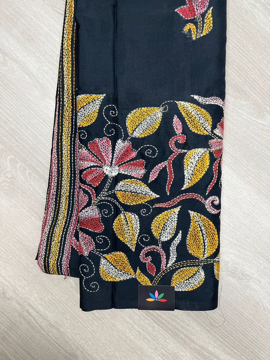 Kantha Stitch Semi Bangalore Silk Saree -23601
