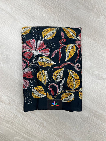 Kantha Stitch Semi Bangalore Silk Saree -23601