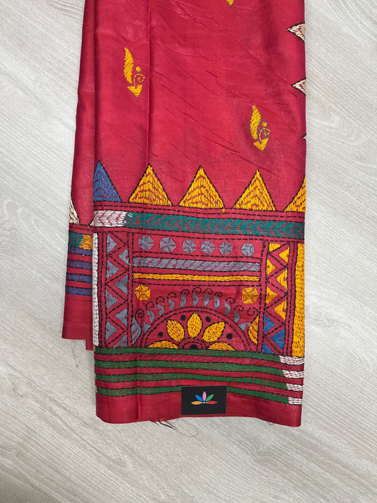 Kantha Stitch Semi Bangalore Silk Saree -23604