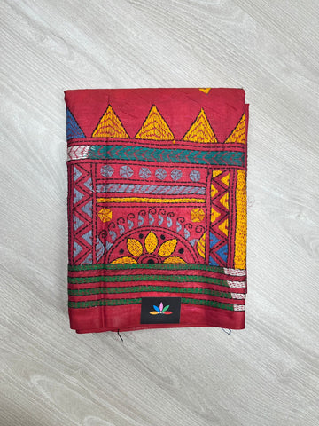 Kantha Stitch Semi Bangalore Silk Saree -23604