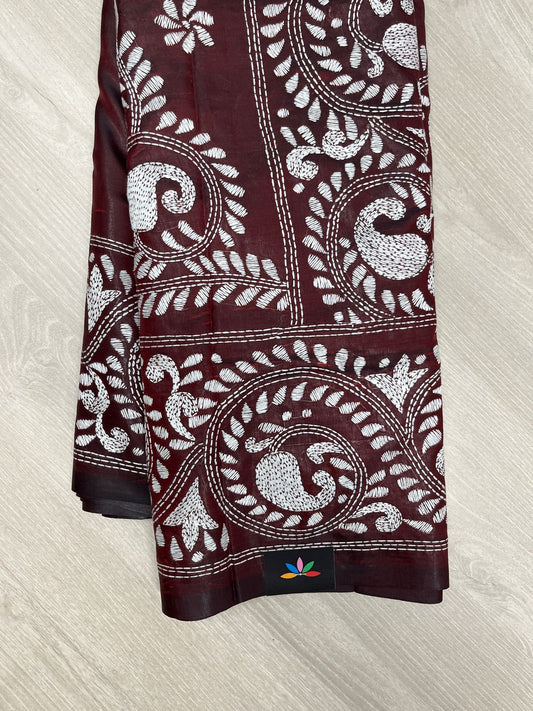 Kantha Stitch Semi Bangalore Silk Saree -23608
