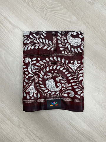 Kantha Stitch Semi Bangalore Silk Saree -23608