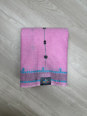 Kantha Stitch Cotton Saree - 23612