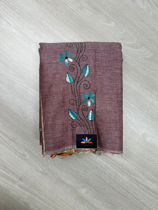 Khesh Kantha Stitch Cotton Saree - 23619