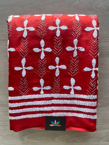 Kantha Stitch Semi Bangalore Silk Saree - 28916