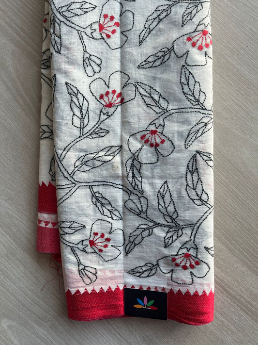 Kantha Stitch Cotton Saree (without Blouse) -28921