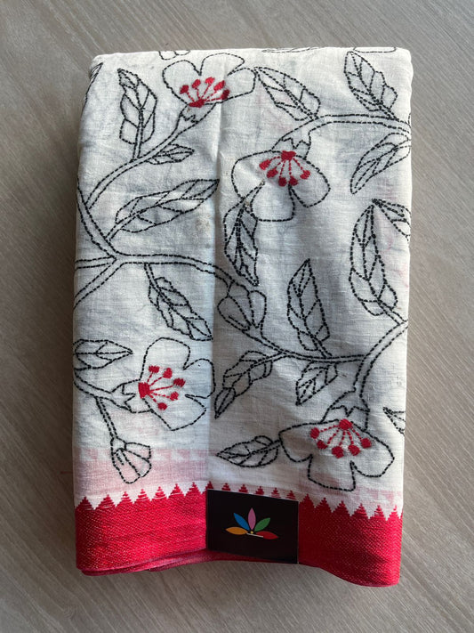 Kantha Stitch Cotton Saree (without Blouse) -28921