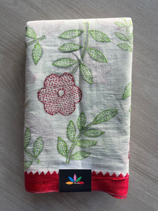 Kantha Stitch Cotton Saree (without Blouse) -28922