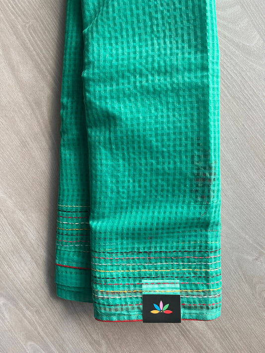 Persian Green Handcrafted Resham Kota Lambani Saree (Without Blouse) - 32300