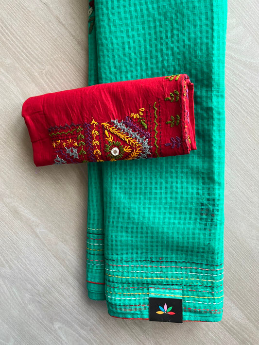 Persian Green Handcrafted Resham Kota Lambani Saree - 32300