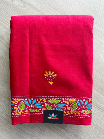 Kantha Stitch Cotton Saree - 33504