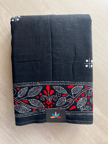 Kantha Stitch Cotton Saree - 33505