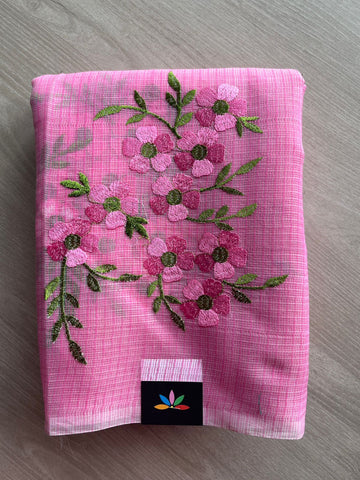 Simple Embroidery Kota Saree with Contrast Blouse-26741