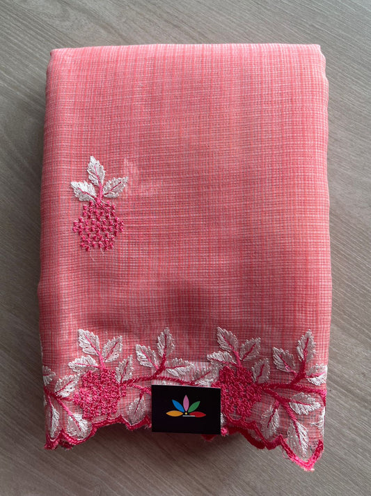 Cutwork Border Embroidered Kota Saree with Blouse-26759-26760