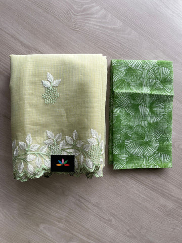 Cutwork Border Embroidered Kota Saree with Blouse- 27323