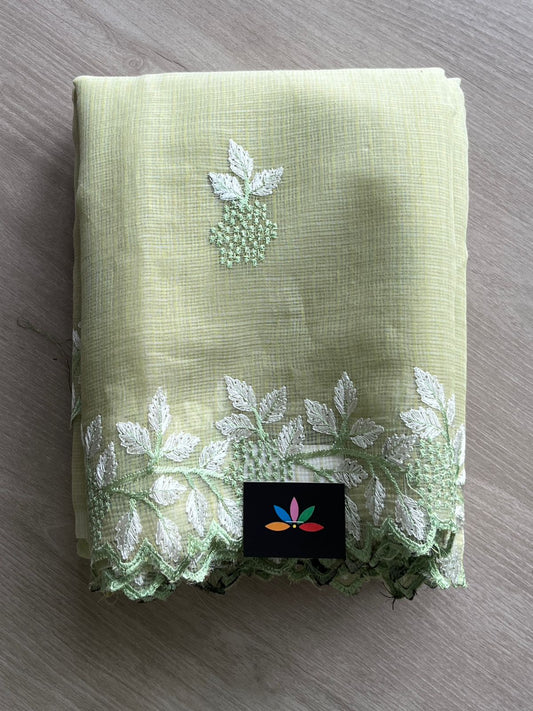 Cutwork Border Embroidered Kota Saree with Blouse- 27323