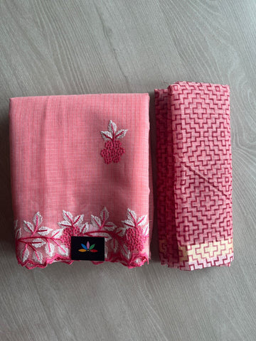 Cutwork Border Embroidered Kota Saree with Blouse-28733-28734