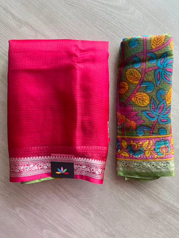 Small Border Kota Silk Saree with Digital Printed Pallu and Blouse - 34554