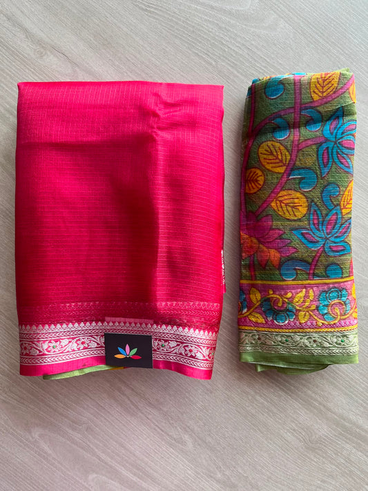 Small Border Kota Silk Saree with Digital Printed Pallu and Blouse - 34554
