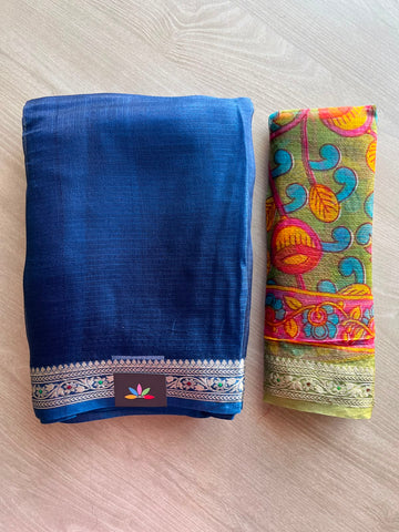 Small Border Kota Silk Saree with Digital Printed Pallu and Blouse - 34560