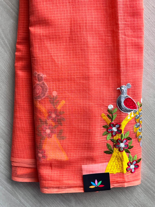 Designer Embroidered Kota Saree (Without Blouse) - 34676