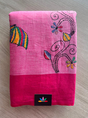 Kantha Stitch Cotton Saree - 33415