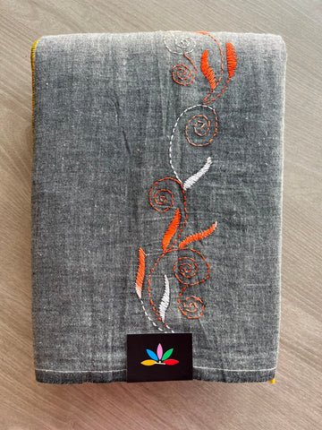 Kantha Stitch Cotton Saree - 33416