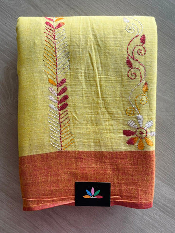 Kantha Stitch Cotton Saree - 33417
