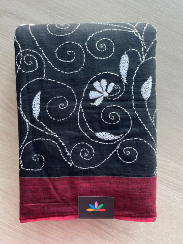 Kantha Stitch Cotton Saree - 33418
