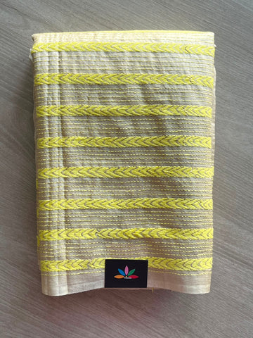 Tussar Kantha Stitch Saree - 33422