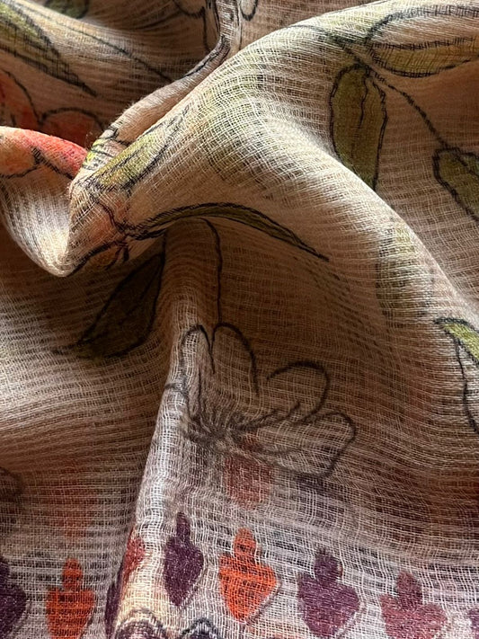 Floral Digital Printed Kota Doria Saree-23324