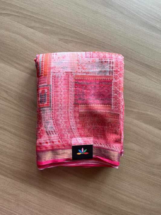 Floral Digital Printed Kota Doria Saree-23348