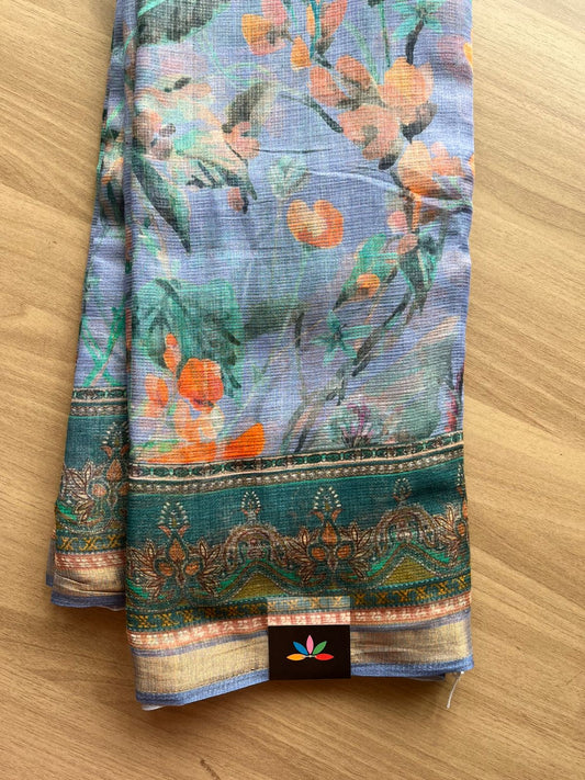 Floral Digital Printed Kota Doria Saree-23352
