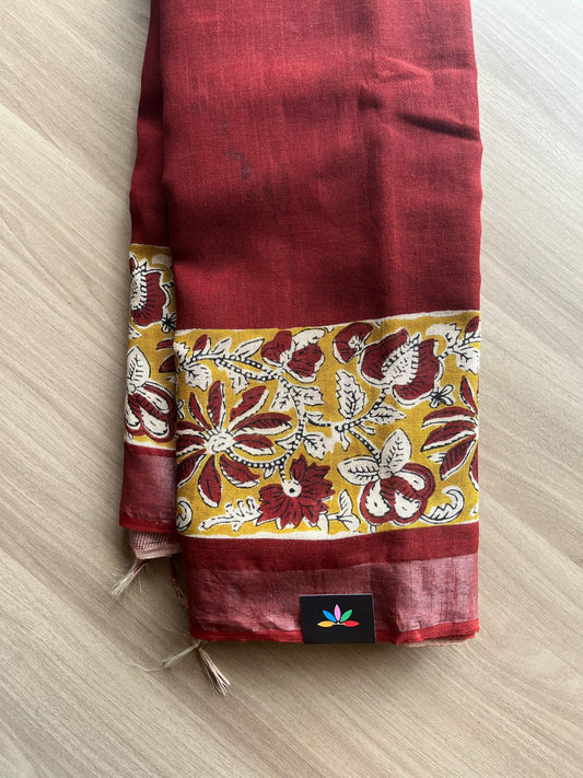 Handblock Printed Linen Cotton Saree-22262-22264