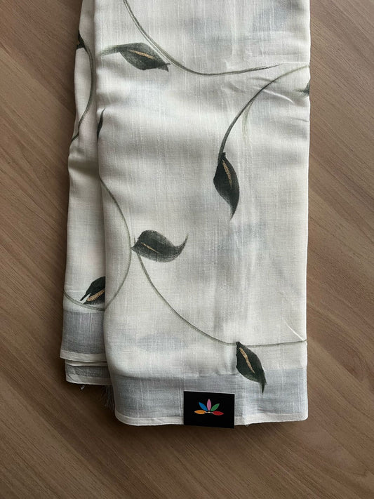 Handbrush Printed Linen Cotton Saree-22287-22288