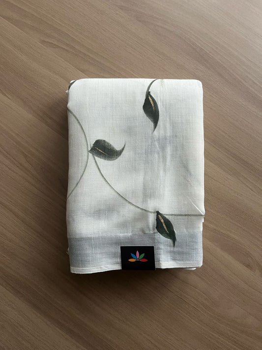 Handbrush Printed Linen Cotton Saree-22287-22288