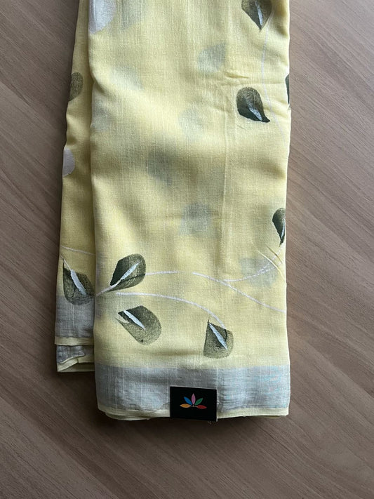 Handbrush Printed Linen Cotton Saree-22291-22292