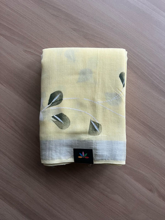 Handbrush Printed Linen Cotton Saree-22291-22292