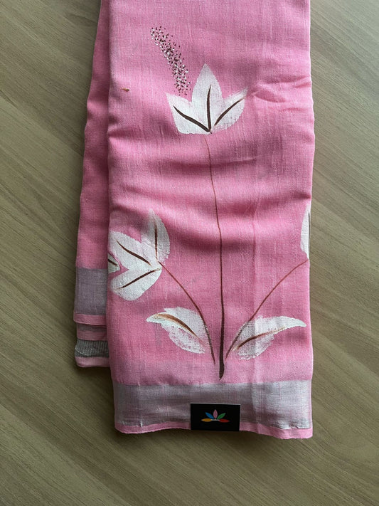 Handbrush Printed Linen Cotton Saree-22293-22294